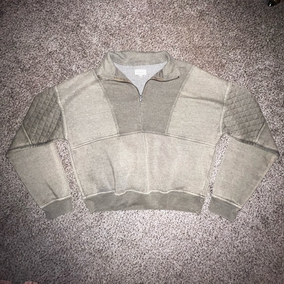 Sage Green Cropped Quarter Zip - Picture 2 of 10